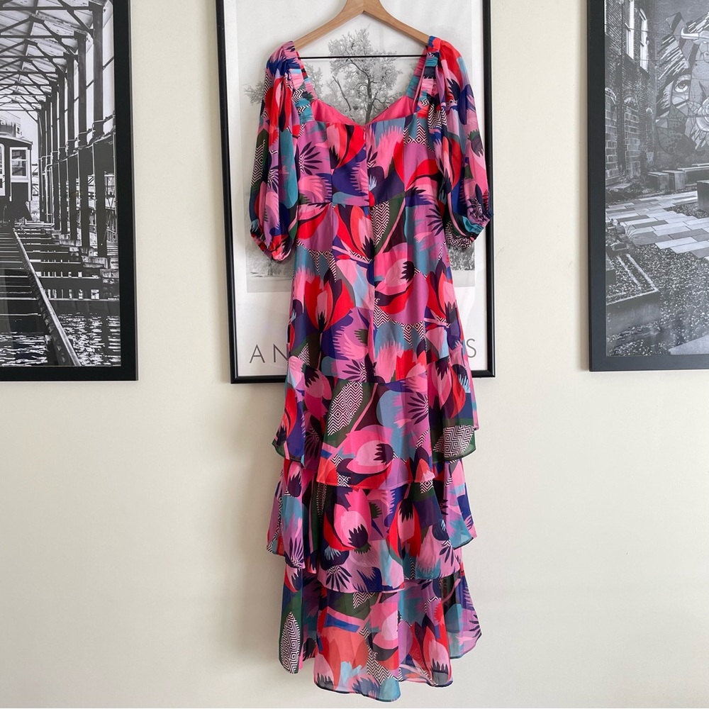 Hutch Louisa Dress Pink Multicolor Chiffon Maxi Size 0 NWT - Picture 12 of 17